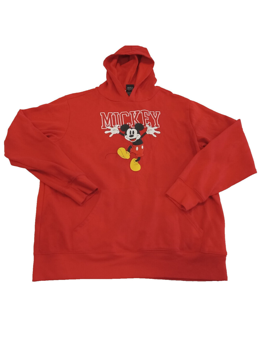 Disney Mickey Mouse Hoodie Mens Large Red Graphic Sweatshirt Pouch Pocket L